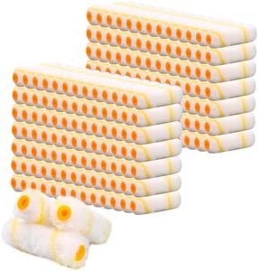 CONEHOY 600 Pcs 4 Inch Paint Roller Covers Mini Paint Roller with 1/2" Nap Microfiber Bulk Set Small Painting Tools and Supplies for House Repair DIY Home (Yellow)