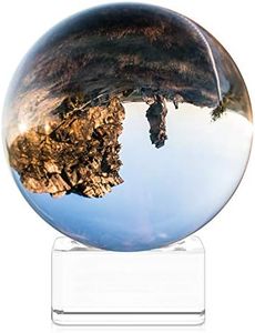 Navaris Crystal Clear Glass Ball - 70mm Transparent K9 Globe for Meditation Divination - Photo Sphere Prop for Art Decor, Photography w/Stand