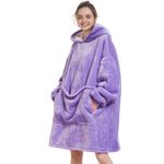 Aemilas Wearable Blanket Hoodie - Oversized Warm Sherpa Hooded Sweatshirt with Giant Pocket as Birthday Gifts for Mom Women(Violet Purple)