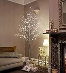 6ft Snowy Effect Brown Christmas Twig Tree Pre Lit With 96 Warm White LED