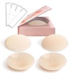 UKAMAR Nipple Covers for Women – 2 Pairs – Sticky Adhesive Silicone Pasties Nipple Covers No Show – Nipple Pads (Creme, L/XL Fits D+ Cups)
