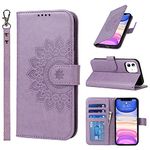 ELTEKER Phone Case Compatible with iPhone 11 Wallet Case,Premium Leather Card Holder Card Slot Flip Kickstand Women Wallet Case for iPhone 11 - Purple