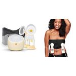 Medela Sonata Breast Pump NOW with PersonalFit Flex Breast Shields, 1 Count & Hands Free Pumping Bustier | Easy Expressing Pumping Bra with Adaptive Stretch for Perfect Fit | Black Medium