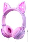 sunvito Kids Headphones, Wired Headphones for Kids Home School, Cat Ear 85db Volume Corded Toddler Headphones for Girls