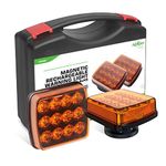 AgriEyes 2Pcs Rechargeable Flashing Lights for Vehicles, Super Magnetic Strobe Hazard Lights, Wireless Portable Amber Led Warning Beacon Emergency Light for Trucks Bus Tractor Oversize Trailer