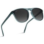 WearMe Pro WMP Eyewear - Large Modern One Bridge Round Sunglasses, Crystal Blue Frame / Gradient Black Lens, One Size