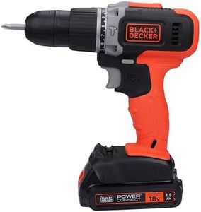 BLACK+DECKER Bcd003C1 18V 10Mm Cordless Variable Speed Hammer Drill Machine With 1X1.5Ah Li-Ion Battery&Led Backlight For Home&Diy Use,1 Year Warranty,Orange&Black