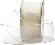 UKIYO | Organza Ribbon(15+ Color Variations Inside) (L-35 Meters,W-1 Inch) | Ribbon for Gift Wrapping,Gift Bows Making, Decoration,Bags Handle (Pack of 1, Ivory)