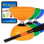 Juggle Dream Carousel Diabolo Juggling Set - Triple Ball Bearing Axle - with Super Glass Handsticks and Online Learning Video - Juggling (Orange)