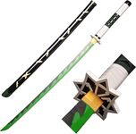 NEKAVO Demon Slayer Sanemi Green Anime Wooden Practice Katana| Perfect Wooden Katana for Training and Martial Arts| Japanese Samurai 104 cms for Adults and Children| Anime katana