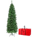 QUIENKITCH 7FT Pencil Christmas Tree, Artificial Slim Xmas Tree w/ 900 Branch Tips, Storage Bag for Holiday Home Xmas Indoor Outdoor Decoration