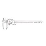 Starrett 3202-8 Dial Caliper, Hardened Stainless Steel, 0-8" Range, 0.001" Graduation, White