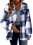 Womens Winter Fleece Jacket Shackets Plus Size Plaid Coat Jackets 2024 Trendy Casual Lapel Coat Outerwear with Pocket