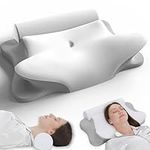 RUMMY 2-in-1 Memory Foam Cervical Pillow & Round Bolster Roll, Ergonomic Neck & Lumbar Support, Orthopedic for Neck Pain, with Removable Washable Cover