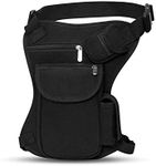 SEALINF Canvas Waist Bag Fanny Pack Racing Drop Leg Bag Motorcycle Outdoor Bag (Black)