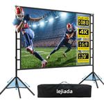 Projectior Screen with Stand,120 inch Portable Foldable Projector Screen 16:9 HD Indoor Outdoor Projector Movies Screen with Carrying Bag for Home Theater Camping and Recreational Events