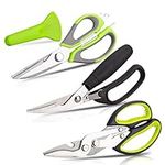 KOTTO 3 Pack Kitchen Scissors SET - Heavy Duty Kitchen Shears - for Chicken, Poultry, Fish and Food Cutting - Rustproof Stainless Steel - Dishwasher Safe - Black and Green