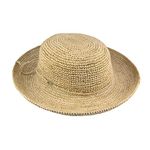 Scala Hats Packable Twisted Raffia Boater Straw Sun Hat - Petite Size SMALL Natural