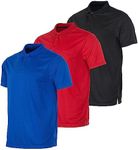 Real Essentials 3 Pack: Mens Polo Shirt Golf Quick Dry Fit Active Polo Shirts for Men Pocket Short Sleeve Button Collared Tees Tops Tennis Casual Lounge Clothes Clothing Apparel - Set 5, S