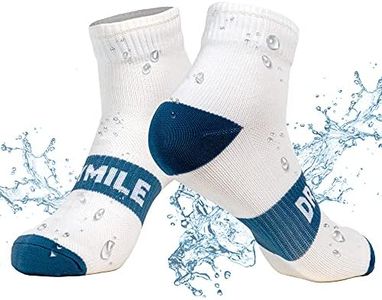 DRYMILE Active Waterproof Socks, Unisex Breathable Cushioned Running, Trekking, Waterproof Hiking Socks - Ankle (M, White)