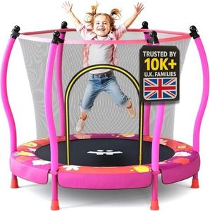 Happin® 55'' Kids Trampoline, Trampolines for Toddlers Ages 2-6 with Safety Enclosure Net, Indoor Outdoor & Toddler | Small Trampoline for Kids with Basketball Hoop for Boys & Girls