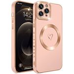 ECZOIL Compatible with iPhone 11 Pro Case MagSafe,Full Camera Lens Protection Luxury Electroplated Cute Heart Magnetic Case for iPhone 11 Pro for Women Girls-Pink