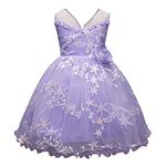 Hopscotch Girls Knee Length Dress in Lavender Color for Ages (7-8 Years)