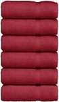 BC BARE COTTON Luxury Hotel & Spa Towel Turkish Bath Sheets Dobby Border (Cranberry, Hand Towels - Set of 6)
