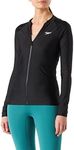 Speedo Women's Eco Zip Long Sleeve Rash Top, Black/White, Small