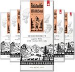 Milkboy Swiss Almond Chocolate Bars - Premium Swiss Alpine Milk Chocolate with Almonds - All Natural, Gluten-Free, Non-GMO - Made in Switzerland, Kosher - 3.5 oz (Pack of 5)