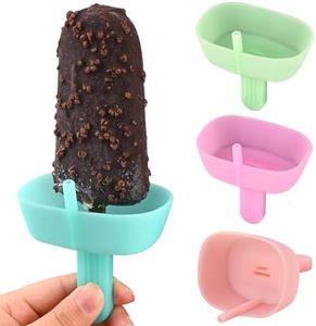 WMKGG Silicone Popsicle Holders for Kids, 4 Pack Reusable Drip-Free Ice Pop Stick Holder with 2 Slots, Fit Standard and Wide Sized Sticks Drip Free Popsicle Holder
