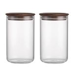 Vandroop Glass Storage Container,Glass Jar with Wood Airtight Lid,Kitchen Glass Jar for Sugar Cubes,Coffee Beans,overnight oats,Nuts and Candy (620ML)