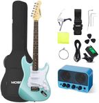 MOSEN 39in Full Size Beginner Electric Guitar Starter Kit, Beginner Starter, with Amplifier, SSS Pickups, Gig Bag, Pick, Tunner, Capo, Cable, Tremolo Bar, Wiping cloth - Blue