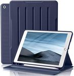 Witzon PU Leather Case Compatible with iPad 10.2 Inch 2021/2020/2019 iPad 9th/8th/7th Generation Cover with Pencil Holder, Business Protective Case for Apple iPad 9th Gen, Auto Wake/Sleep - Navy