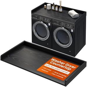 Washer Dryer Countertop, 27.5"x54" Wood Washer and Dryer Countertop with 2.95" Edge Rails, Laundry Machine Topper with Rounded Corner for Laundry Room Organization and Storage, Black