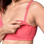 Inner Sense Organic Cotton Bamboo Side Support Bra for Women I Wire Free, Non Padded, Full Coverage, Nursing Bra I Adjustable Straps, Pregnancy Bra I Maternity Bra Bright Pink