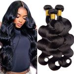 VIPbeauty 12A Body Wave Human Hair Bundles 16 18 20 Inch Unprocessed Virgin Human Hair Weave Extensions Natural Black Body Wave Wavy Hair 3 Bundles
