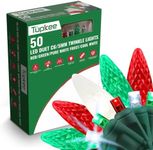 Christmas LED Duet C6/5mm Twinkling Lights – 8 of 50 Lights Twinkle, Professional Grade Indoor Outdoor, 24.5 Feet Sparkling Light String, 50 Red, Green & White LED Bulbs - Christmas Tree Holiday Decor