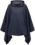 MV Sport Womens Sweatshirt Blanket Poncho Hoodie - Hooded Jersey Fleece Poncho - Pullover Ponchos for Women (One Size, Navy Heather)