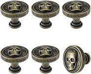 BAMI-LEE House Vintage Skull Knob, 6 pcs Single Hole Cabinets Pulls for Drawer, Wardrobes, Bookcases, Dresser, Closets (Bronze)