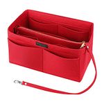 Ropch Bag Organiser Insert Handbag, Multi Pockets Felt Handbag Liner Purse Insert Tote Bag Organizer fits Speedy, Neverful, Red/L