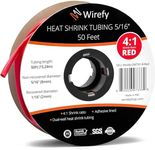 Wirefy 5/16" Heat Shrink Tubing - 4:1 Ratio - Adhesive Lined - Resistant Heat Shrink - 50 Feet Roll - Red