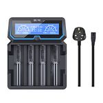 XTAR X4 Protected 21700 Battery Charger 18650 Charger LCD Display AC and USB Input Port with Wall charger 2A Fast Charger USB Output for Rechargeable 3.6V 3.7V Li-ion 1.2V Ni-MH Ni-CD Batteries