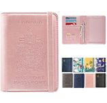 DMLuna Passport Holder Premium PU Leather Travel Passport Wallet RFID Blocking Passport Cover Case Travel Documents Organizer with Pen Holder, for Women and Men, AA - Rose Gold