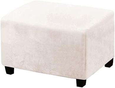 PrinceDeco Real Velvet Plush Ottoman Cover Soft Rectangle Folding Storage Covers Furniture Protector Removable Footstool Protect Footrest Covers Elastic Bottom(X-Large, Ivory)