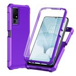 Muokctm for Jitterbug Smart 4 Case, TCL 505 T509A/TCL 40T T608DL/TCL 40 XL Phone Case, with Screen Protector, Dual Layer Structure Protection, Heavy Duty Rugged Phone Cover Purple