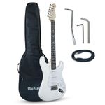 Medellin MDE1WH 38" ST-Style Electric Guitar | Linden Wood Body | Maple Neck | SSS Single-Coil Pickups | 5-Way Switch | Tremolo Bridge | Gig Bag + Learning Course | White