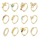 Dochais 12PCS Nose Rings Hoop 20G Nose Rings for Women Surgical Stainless Steel Nose Piercing Dangle Nose Ring Cartilage Earring Jewelry