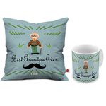 Indigifts Cushion Cover with Filler & Coffee Mug| Best Grandpa Ever | Gift for Grand Father,Birthday Gift for Dada JEE, Coffee Mug for Grandfather, Father, Gift for Grandpa, (Gray)