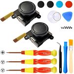 GZW-Shop 2 Pack 3D Left Right Analog Sensor Rocker Joystick Thumb Sticks Replacement for NS-Switch JoyCon Controller Replacement Parts (2PCS Black with Tools)